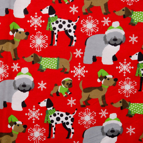 Christmas Flannelette - Dogs - Red