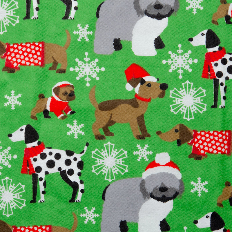 Christmas Flannelette - Dogs - Green