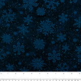 Printed Cotton - FATHER CHRISTMAS - Snowflakes - Navy