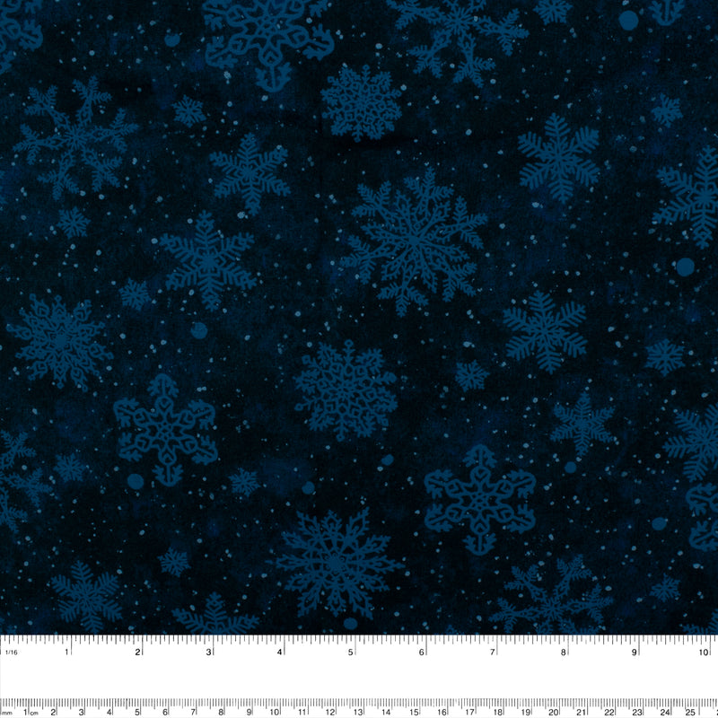 Printed Cotton - FATHER CHRISTMAS - Snowflakes - Navy