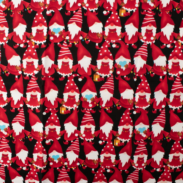 Printed Cotton - MERRY GNOMEVILLE - Chillin with my Gnomies - Black