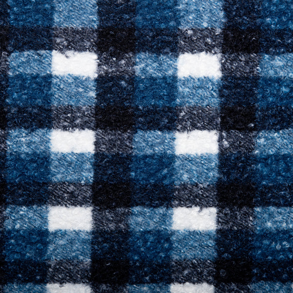 Tissu bouclé à carreaux pour veste - ALESSANDRA - Bleu