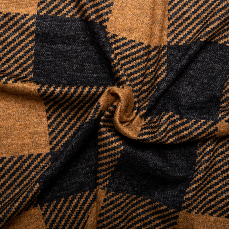Brushed Plaid Knit - TRANQUIL - Brown
