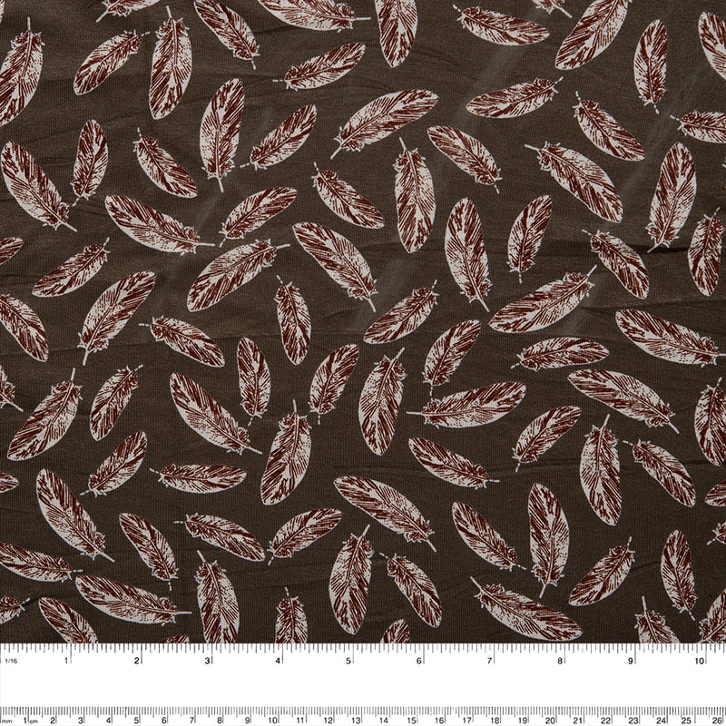 European Printed Knit - SOPHIA - Feathers - Brown