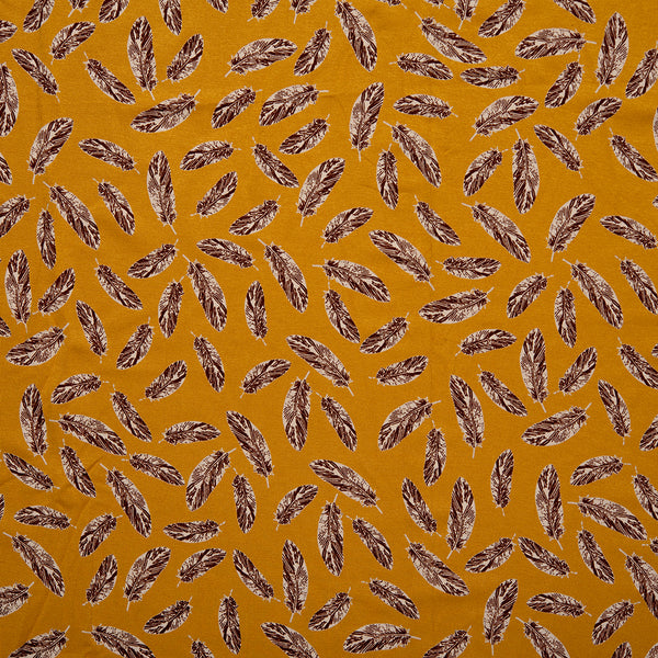 European Printed Knit - SOPHIA - Feathers - Mustard