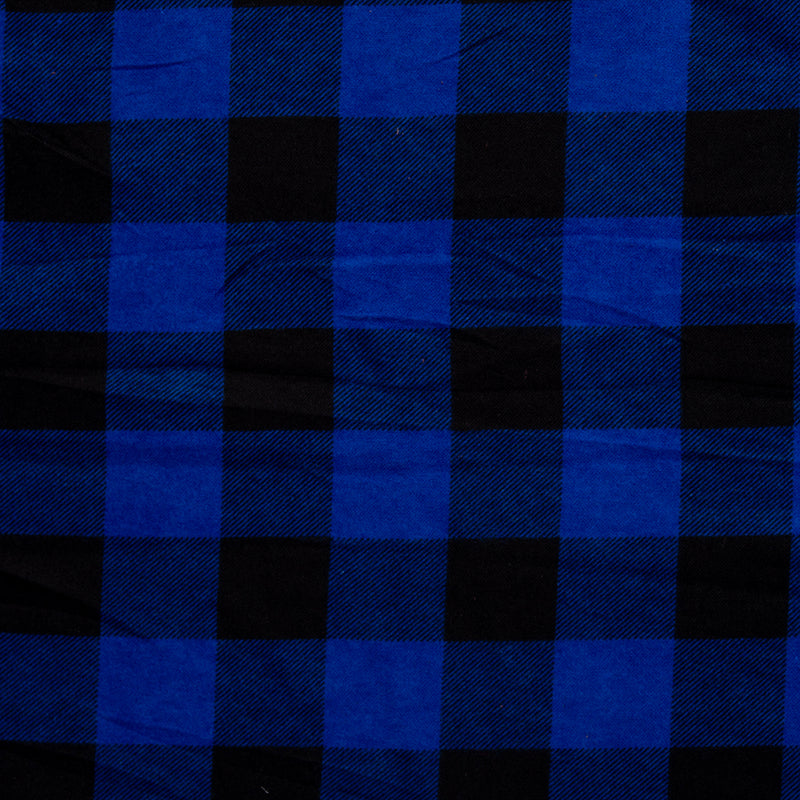Flanelle grande largeur carreaux - BUFFALO - Bleu/Noir