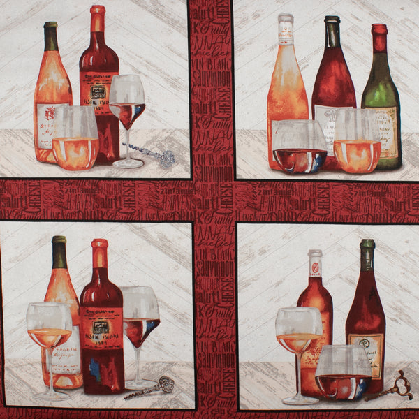 Printed Cotton - AFTER FIVE - Wine bottle panel 20" X 45" (50cm X 115cm)- Multicolour
