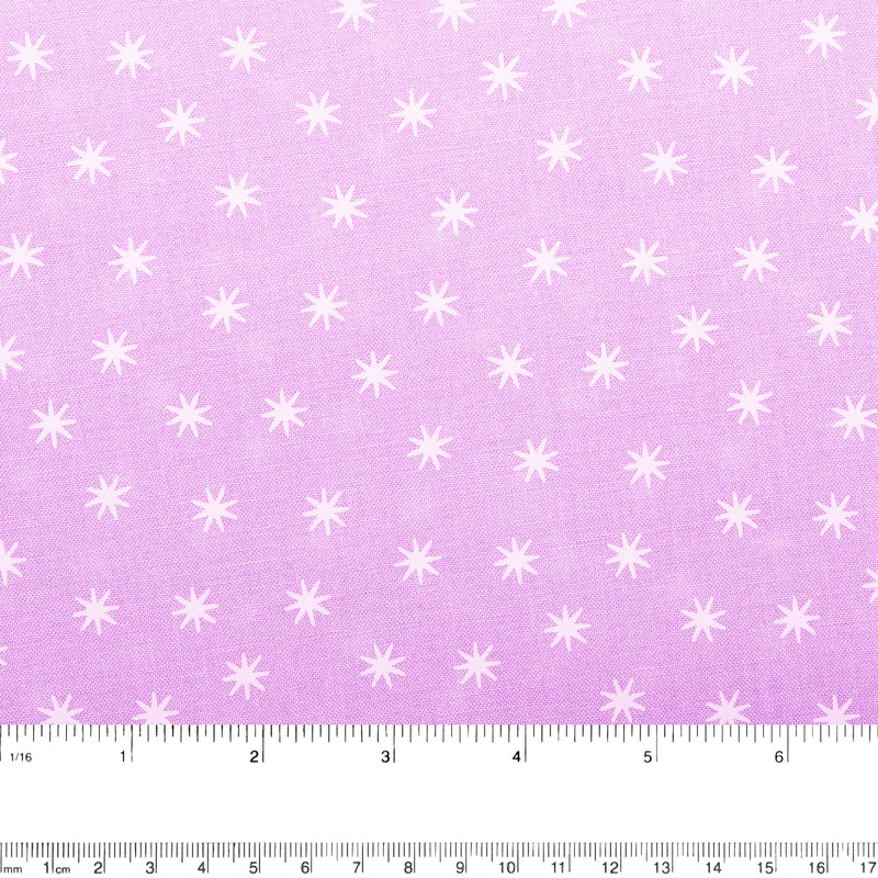Printed Cotton - HAPPINESS - Stars - Lilac