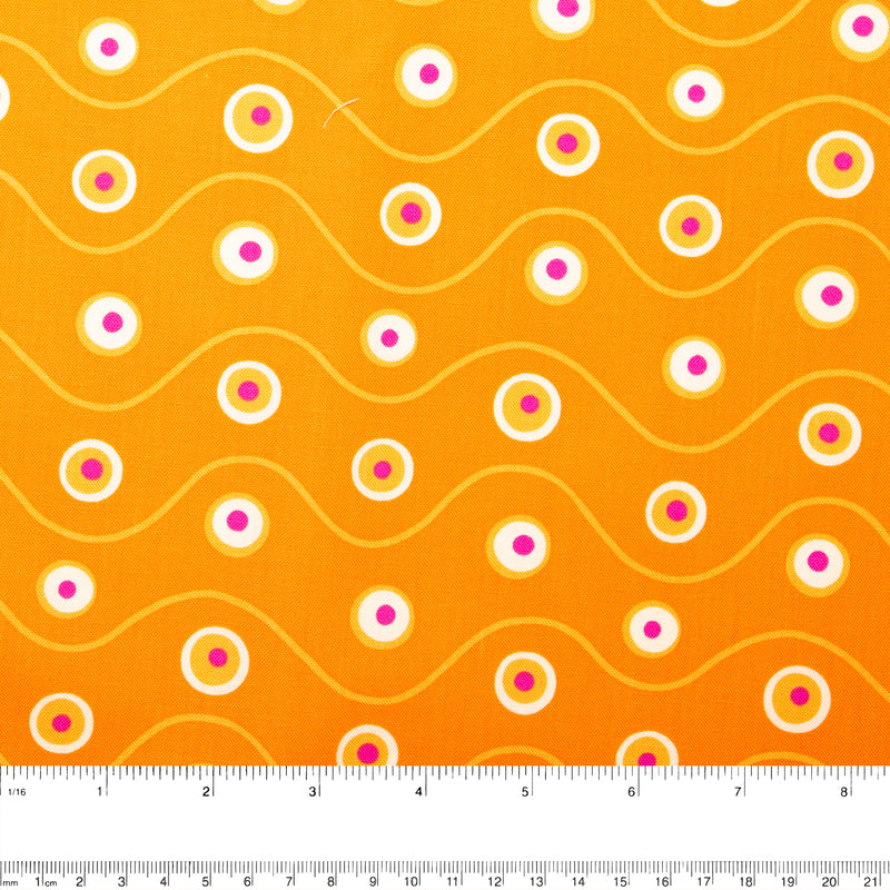 Coton imprimé - HAPPINESS - Cercles - Orange