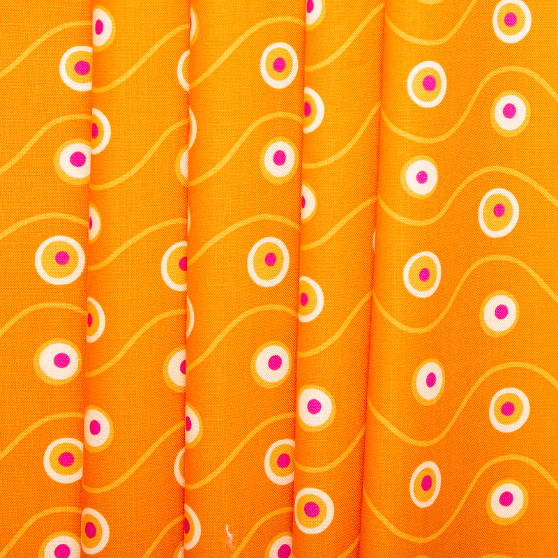 Printed Cotton - HAPPINESS - Cercles - Orange