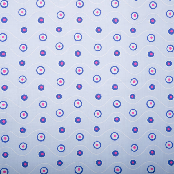 Printed Cotton - HAPPINESS - Cercles - Blue