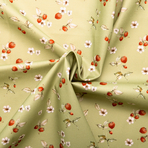 Printed Cotton - HEAVENLY HEDGEROW - Strawberry - Mint