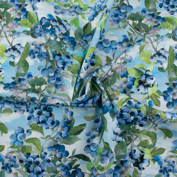 Coton imprimé - BLUEBERRY HILL - Bleuets - Bleu