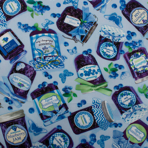 Printed cotton - BLUEBERRY HILL - Blueberry jelly - Blue