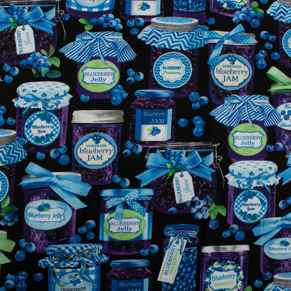Coton imprimé - BLUEBERRY HILL - Confiture de bleuets - Noir