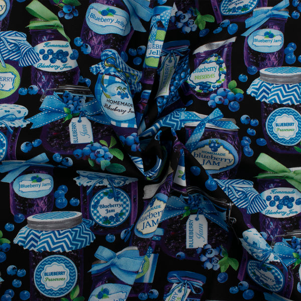 Printed cotton - BLUEBERRY HILL - Blueberry jelly - Black