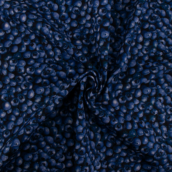 Coton imprimé - BLUEBERRY HILL - Bleuets - Noir