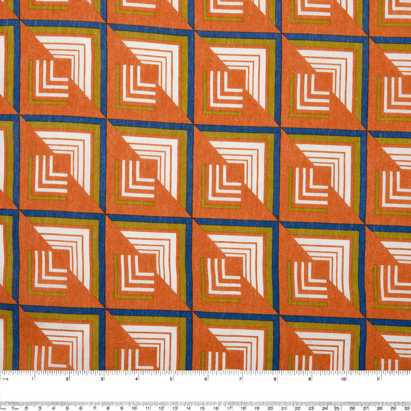 Cotton tencel print - TANYA - Box - Orange