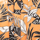 Printed Stretch Sateen - LYDIA - Tropical leafs - Orange
