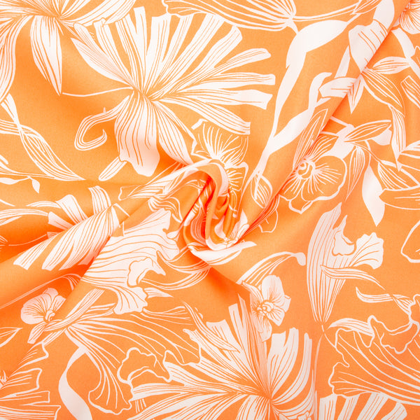 Printed Stretch Sateen - LYDIA - Lily - Orange