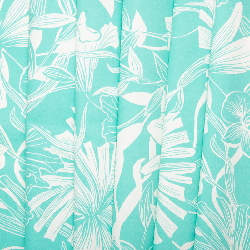 Printed Stretch Sateen - LYDIA - Lily - Light aqua