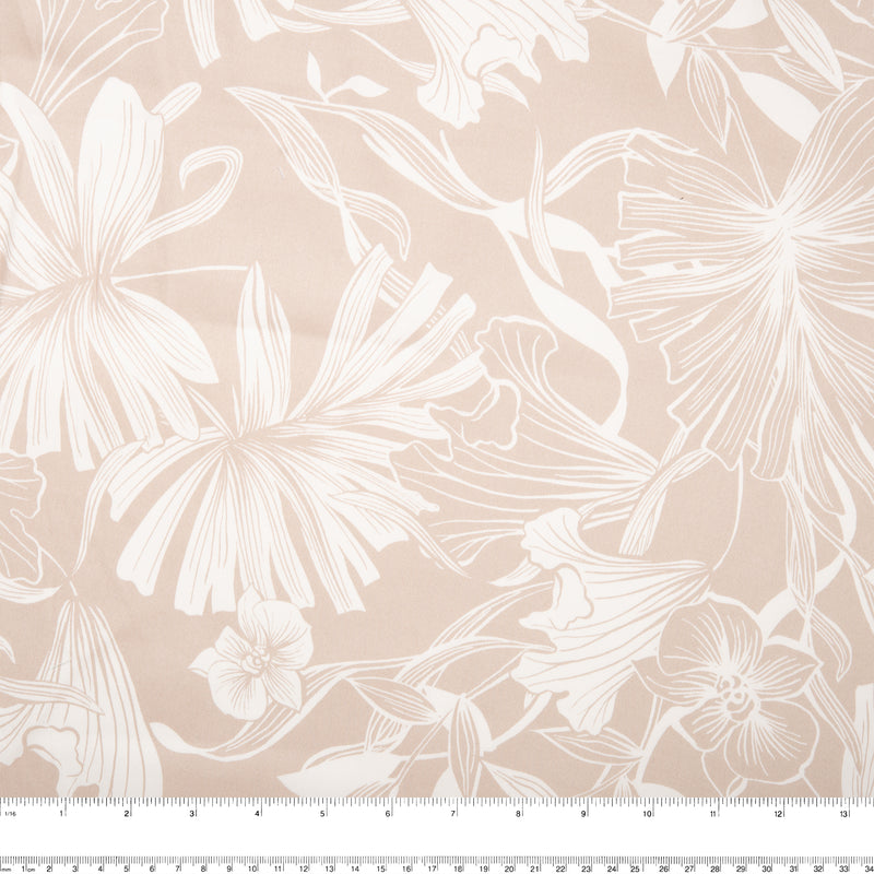 Printed Stretch Sateen - LYDIA - Lily - Beige