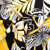 Printed Stretch Sateen - LYDIA - Tropical leafs - Black