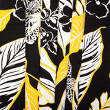 Printed Stretch Sateen - LYDIA - Tropical leafs - Black