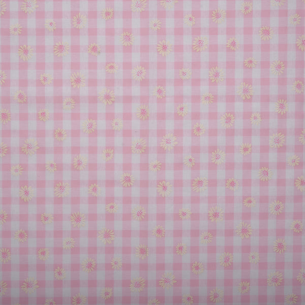 Novelty Fashion Cotton - Daisy / Plaids - Light pink