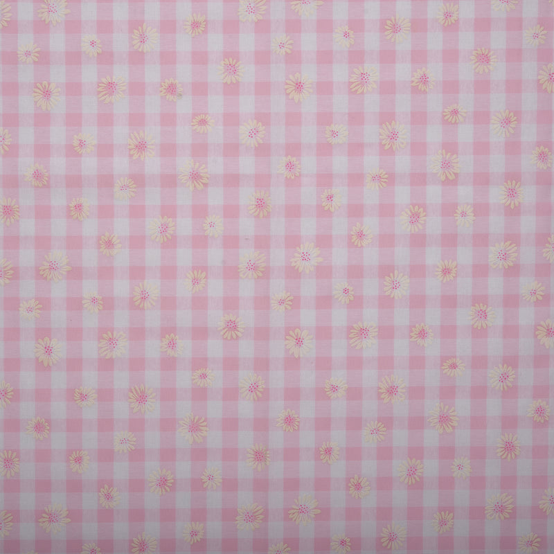 Novelty Fashion Cotton - Daisy / Plaids - Light pink