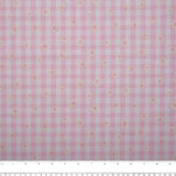 Coton Fantaisie tendance - Marguerites / Carreaux - Rose pâle