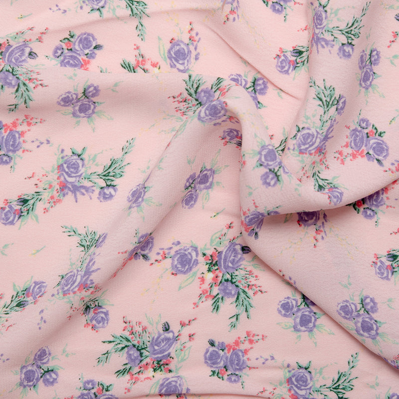 Rayon printed crepe - ALLISON - Rosebud - Pink