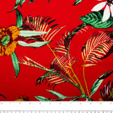 Printed rayon - ANDREA - Tropical leafs - Red