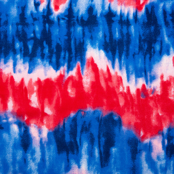 Rayonne imprimée - ANDREA - Tie dye - Rouge / Bleu