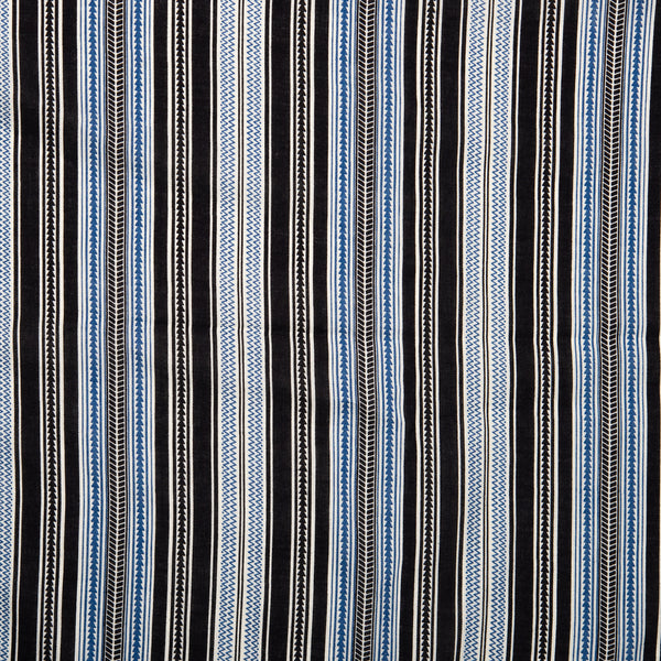 Printed rayon - ANDREA - Stripes - Black / Blue