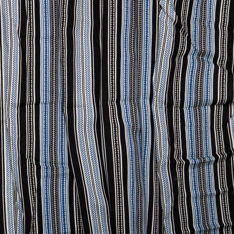 Printed rayon - ANDREA - Stripes - Black / Blue