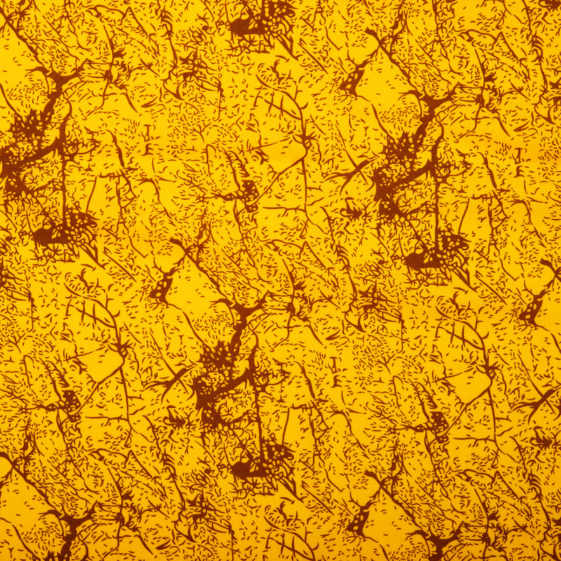 Printed rayon - ANDREA - Abstract - Mustard