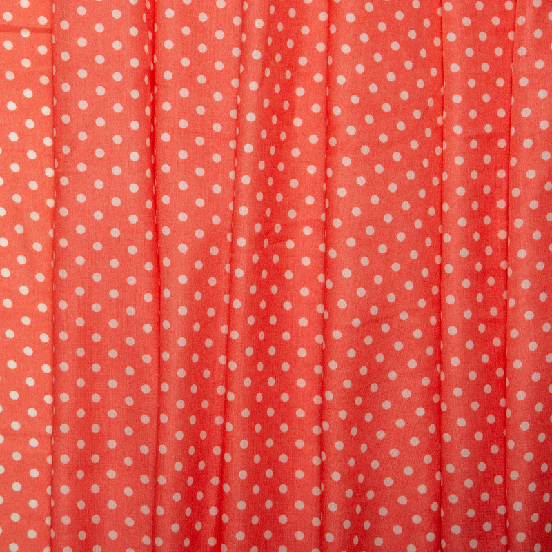 Polyester imprimé PETIT POIS - Corail rouge