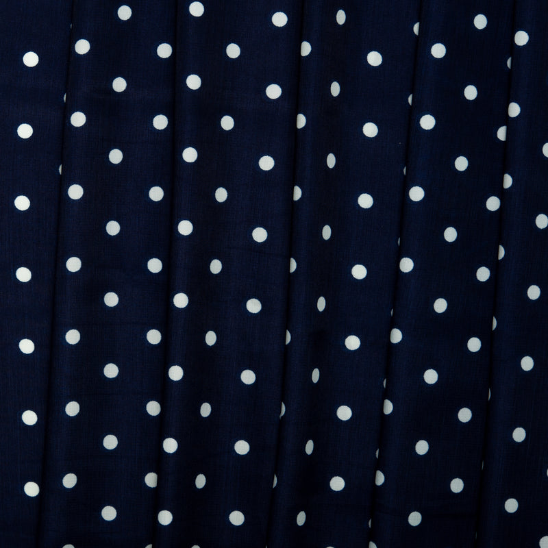 Polyester imprimé PETIT POIS - Moyen - Bleu nuit foncé