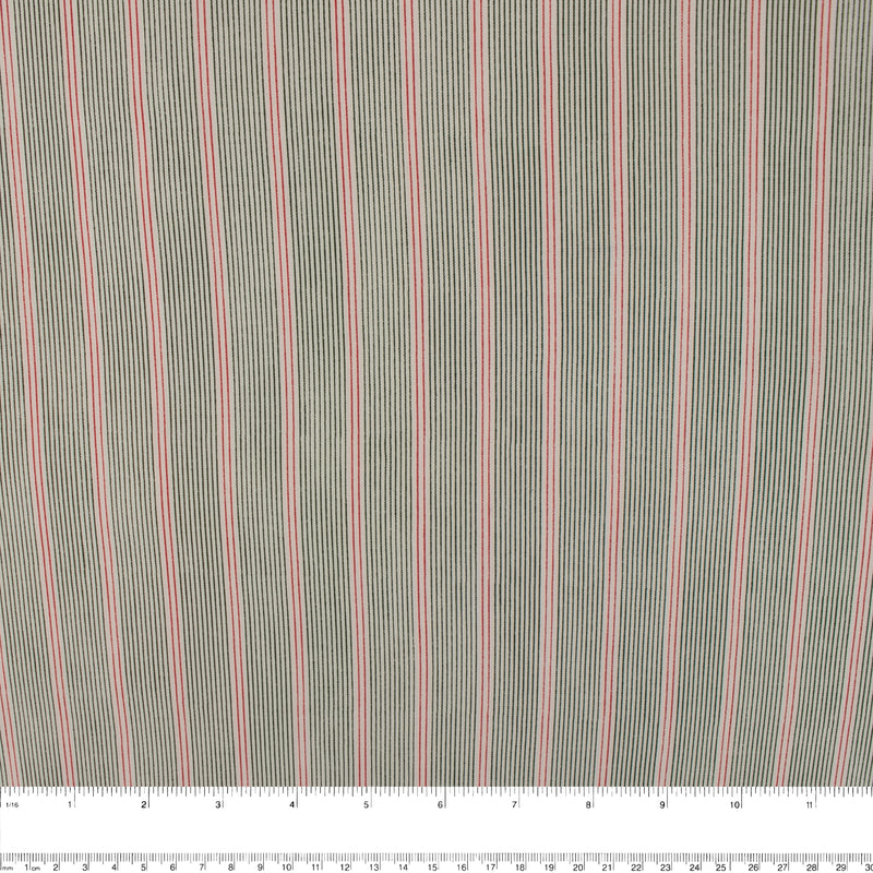 Rayon Poplin Stripe - Various Stripe - Grey / Red