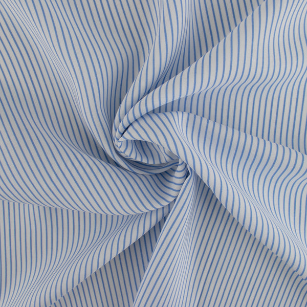 Rayon Poplin Stripe - Pin Stripe - Blue