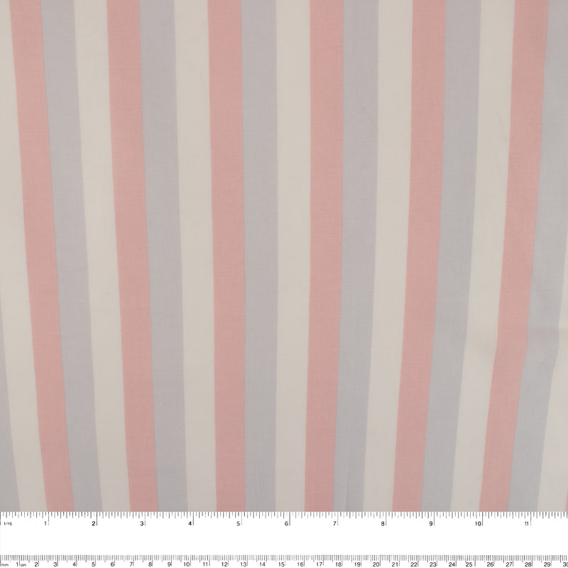 Rayon Poplin Stripe - White / Blue / Pink