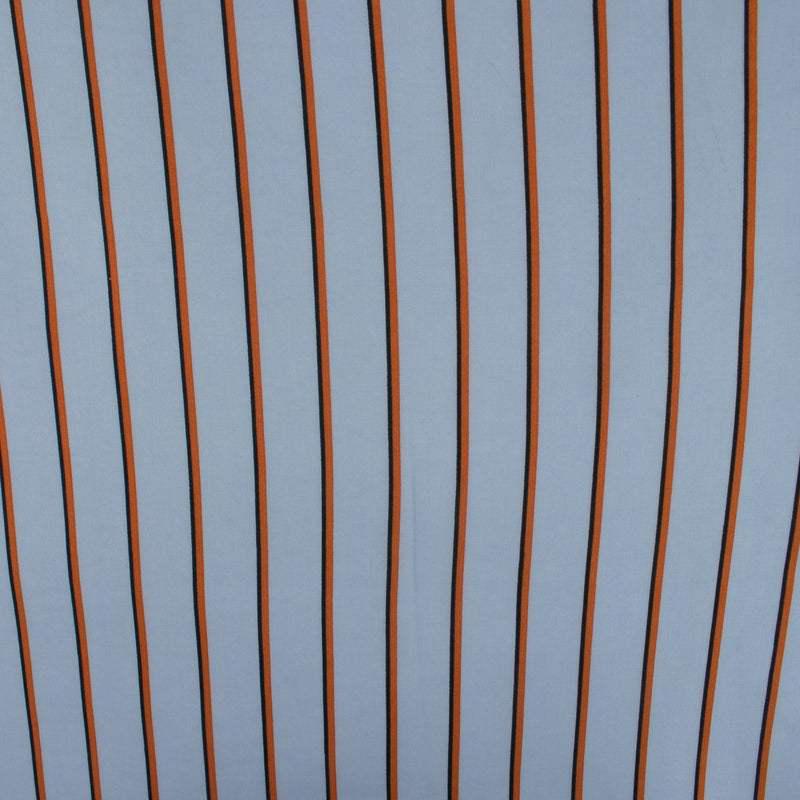 Rayon Poplin Stripe - Various Stripe - Blue / Brown