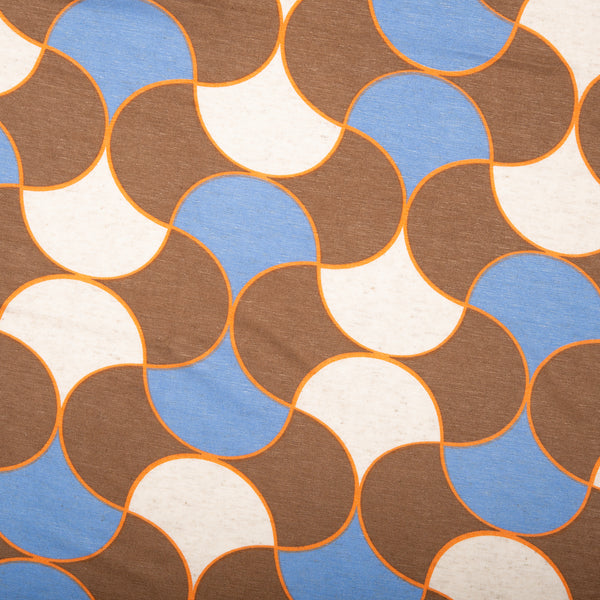 Printed linen rayon knit - NADINE - Geometric - Blue