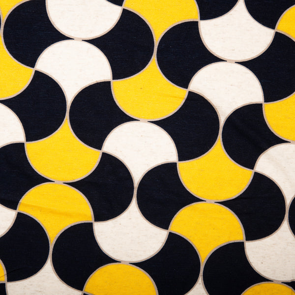 Printed linen rayon knit - NADINE - Geometric - Yellow