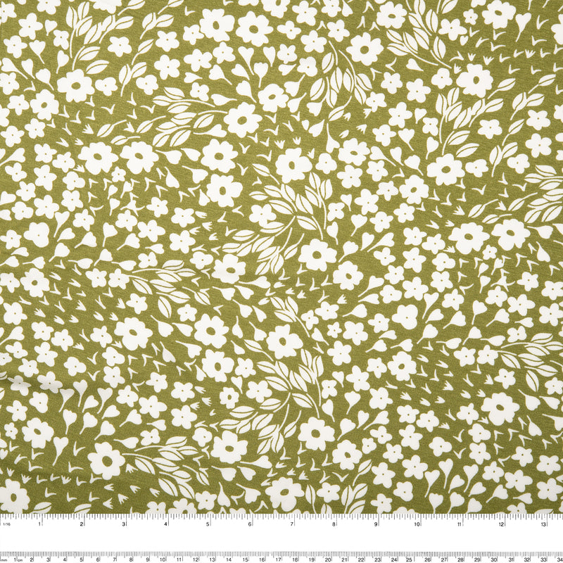 Printed Viscose Knit - ARIELLA - Daisy small - Green