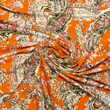 Tricot viscose imprimé - ARIELLA - Cachemire - Orange