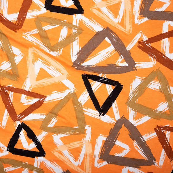Tricot viscose imprimé - ARIELLA - Triangles - Orange