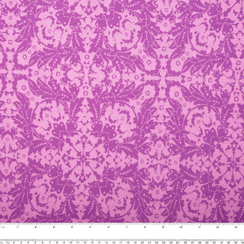 Printed Viscose Knit - ARIELLA - Damask - Purple