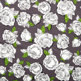 Tricot viscose imprimé - ARIELLA - Roses - Gris / Vert